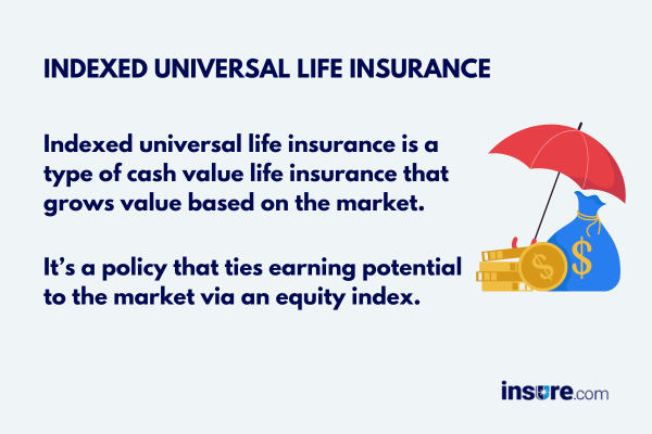 Indexed universal life insurance policy showing market-linked growth with downside protection